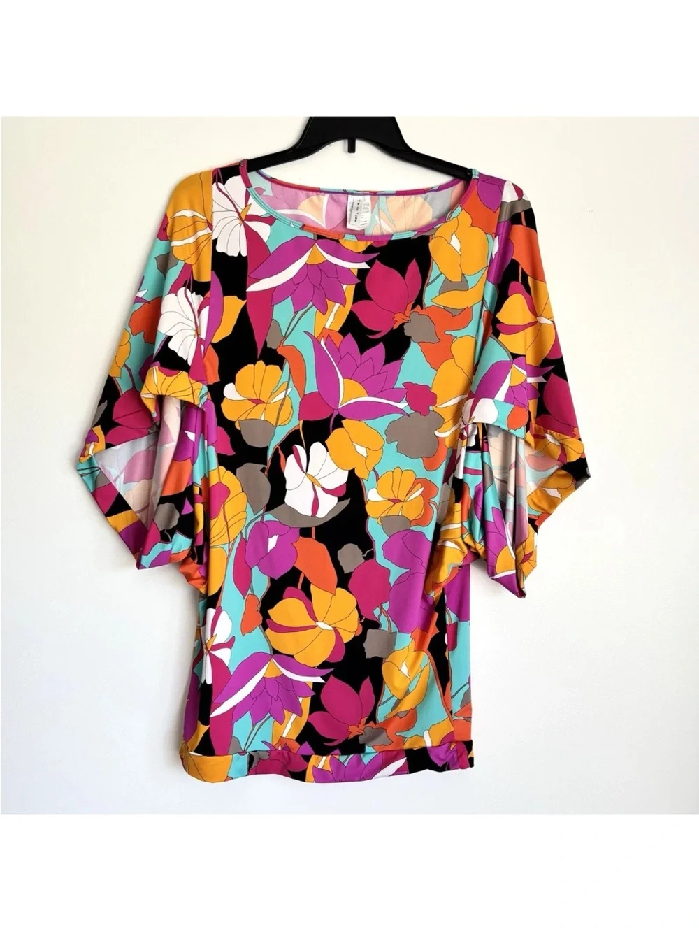 Trina Turk Floral Swim Cover Up Tunic Mini Dress Pink Pink Yellow